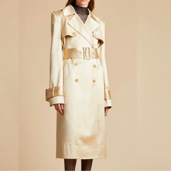 KHAITE Jaden Satin Trench Coat Size 6 NWT - Picture 1 of 11